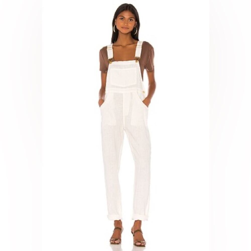 WeWoreWhat | Basic Linen Overalls In White Size Medium